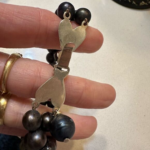 Vintage Venetian Peacock Pearls Bracelet VTG 925 Silver Clasp w/ 4 Genuine Topaz - Picture 9 of 10